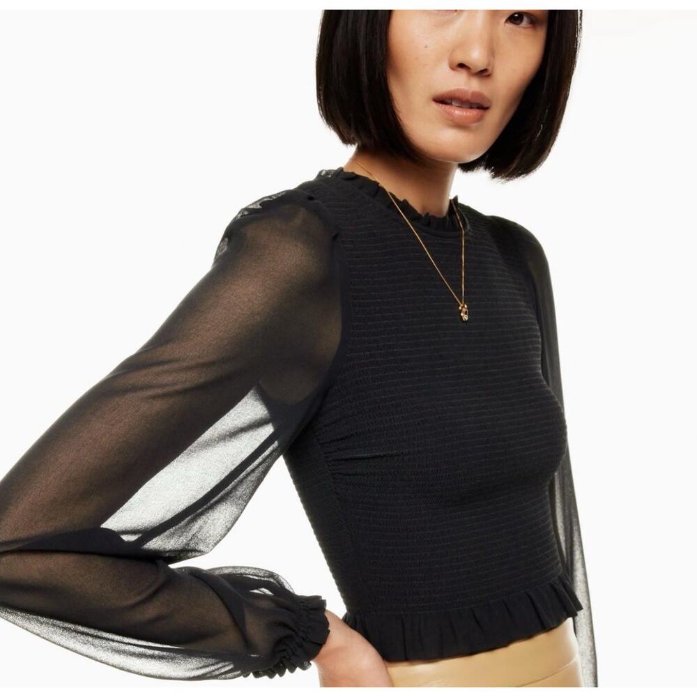 Wilfred Aritizia Black Long Sleeve Blouse Size Small